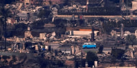 California Wildfire Blue Bus